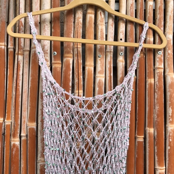 RAT & BOA Zinnia Dress *RARE* Open Crochet Knit with All-Over Sea Green Sparkles - Picture 9 of 13